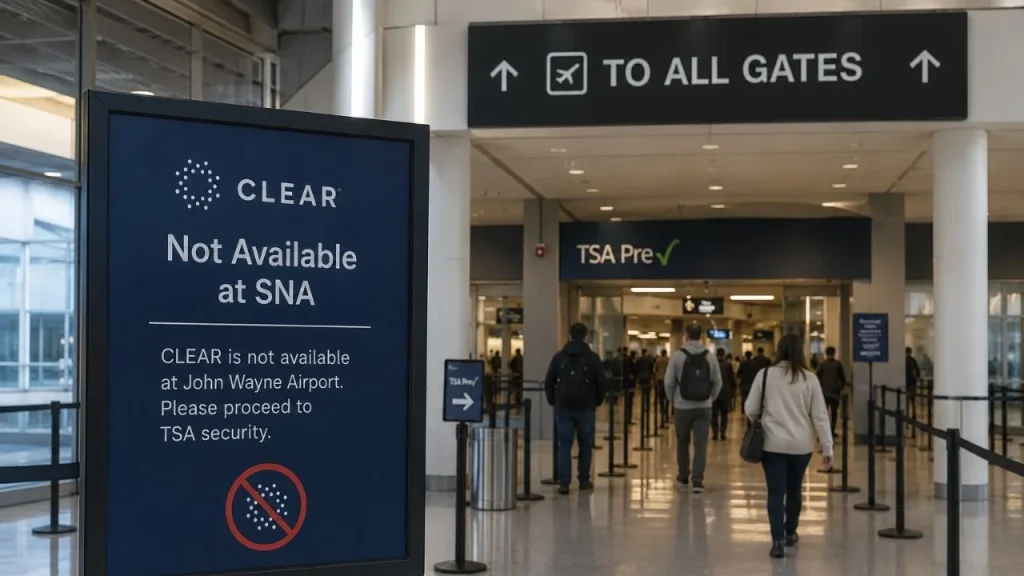 John Wayne Airport CLEAR Availability Status