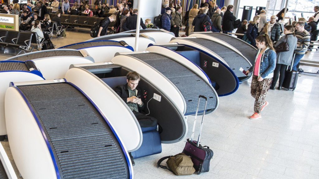sleeping pods at airport