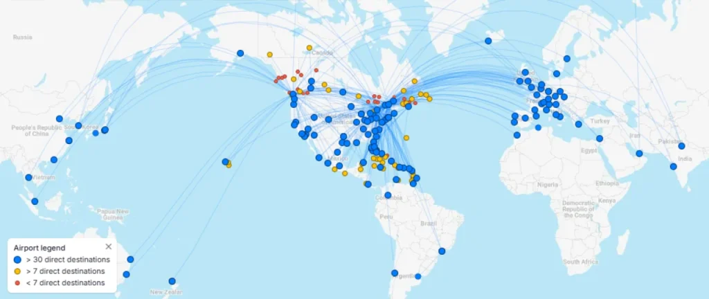air canada flight route map
