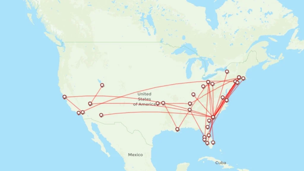 Breeze Airways Route Map