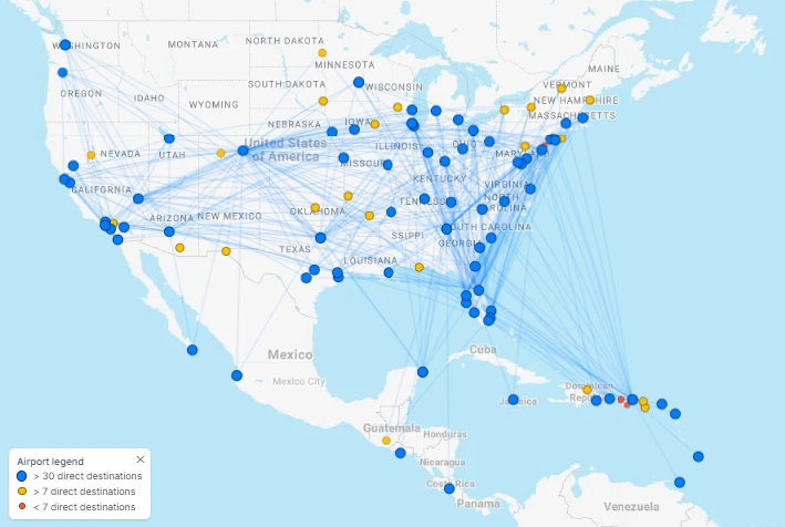frontier airlines route map