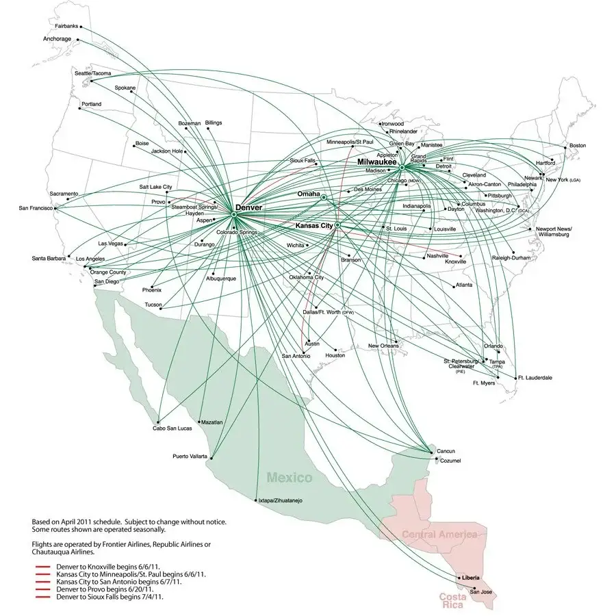 frontier airlines routes map