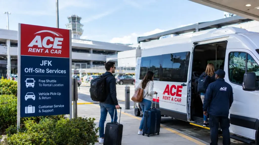 ACE car rental JFK off-site services