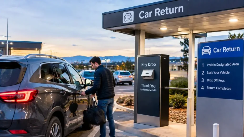 Rental car after-hours key drop-off instructions